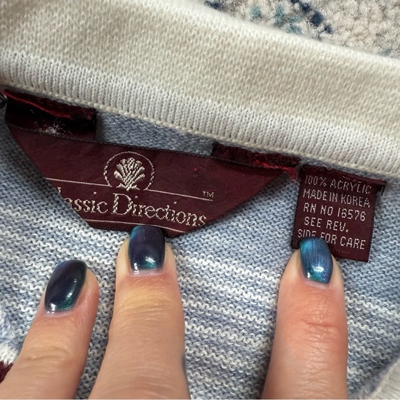 Vintage 90s Classic Directions Striped Polo Style Sweater - Picture 2 of 4